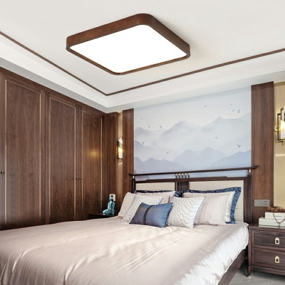 1 Light Flush Light Fixtures Minimalistic Style Geometric Shape Wood Ceiling Mounted Lamp