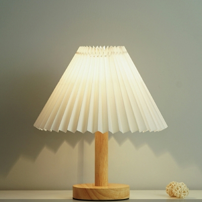 1 Light Nightstand Light Simplistic Style Cone Shape Fabric Night Table Lights