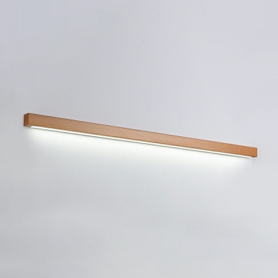 1 Light Sconce Light Fixture Minimalist Style Linear Shape Wood Wall Mounted Lamps