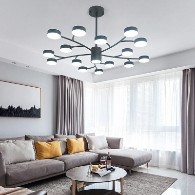 18 Light Flush Light Fixtures Contemporary Style Cylinder Shape Metal Ceiling Mounted Lights