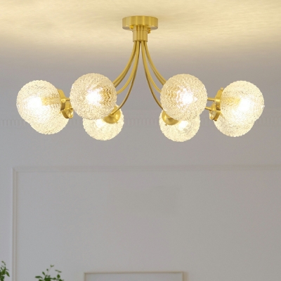 8 Light Flush Light Fixtures Traditional Style Ball Shape Metal Ceiling Mounted Light