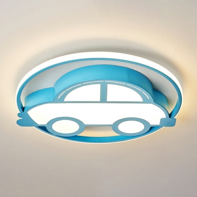 Car Shade  Boys Room Ceiling Lamp Acrylic Cartoon LED Flush Mounted Light