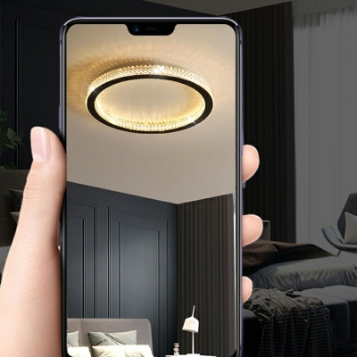 Crystal Round Shape Ceiling Lamp Modern LED Flush Mount Light for Bedroom