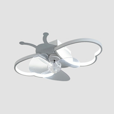 Dragonfly Shape Flush Mount Fan Simplistic Style Metal Ceiling Mounted Fan