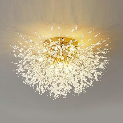 Nordic Simple Crystal Ceiling Lamp Creative Copper Spark Ball Ceiling Light Fixture