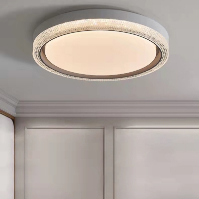 Round Shape Crystal Flush Mount Light Modern Ceiling Lamp for Bedroom