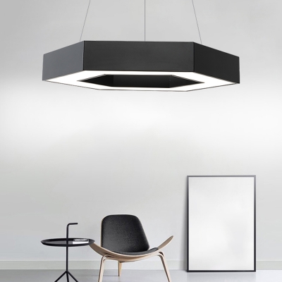 1 Light Ceiling Pendant Light Modern Style Hexagon Shape Metal Hanging Lamp Kit