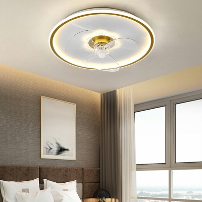 1 Light Flush Mount Fan Simplistic Geometrical Shape Metal Ceiling Mounted Fans