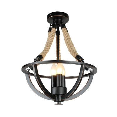 3 Light Pendant Chandelier Industrial Style Cage Shape Metal Hanging Lamp Kit