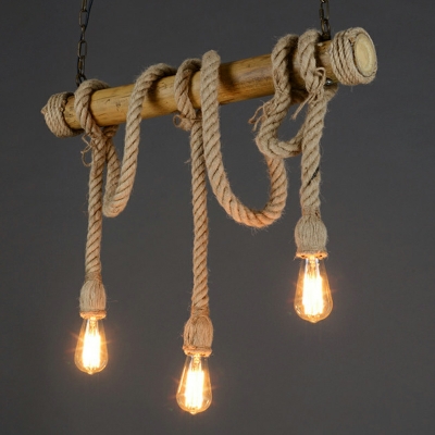 3 Light Pendant Chandelier Industrial Style Rope Shape Metal Hanging Lamp Kit