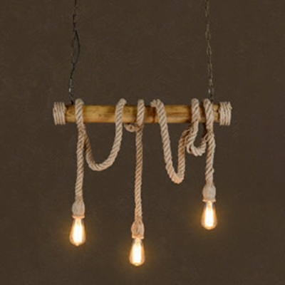 3 Light Pendant Chandelier Industrial Style Rope Shape Metal Hanging Lamp Kit