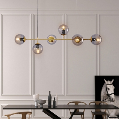 6 Light Pendant Chandelier Industrial Style Globe Shape Metal Hanging Lamps