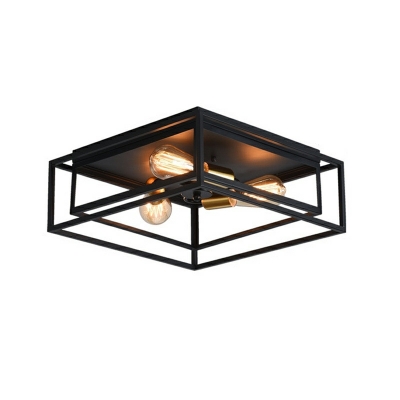 American Simple Iron Frame Ceiling Lamp Retro Industrial Style Ceiling Light Fixture