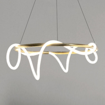 Contemporary Line Chandelier Light Fixture Metal LED Hanging Pendant Light