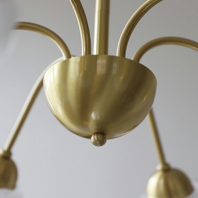 Elegant Flower Copper Chandelier Retro Glass Restaurant Bedroom Hanging Lamp