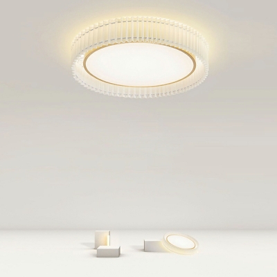 Modern Simple Pleated Fabric Ceiling Lamp Creative Acrylic Round Ceiling Light Fixture