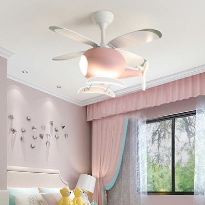 Plane LED Ceiling Mounted Fan Light Creative Kid's Room Iron Ceiling Fans