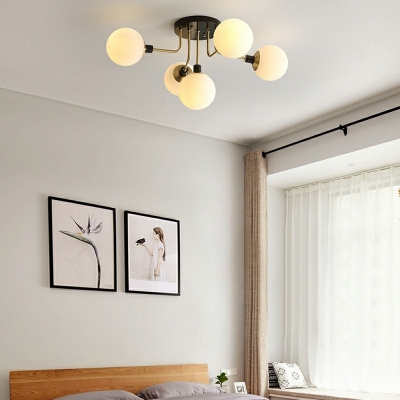 Semi Flush Ceiling Light Postmodern Glass Shade Living Room Flush Lamp