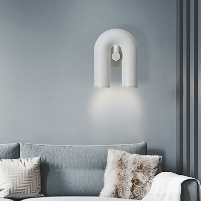 U-shaped Rotating Flush Mount Wall Sconce Minimalist Metal LED Wall Lamp for Bedroom Bar