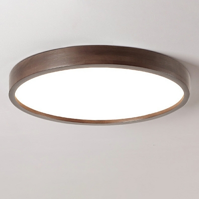 1 Light Flush Light Fixtures Minimalistic Style Geometric Shape Wood Ceiling Mounted Lamp