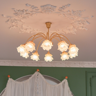 10 Light Pendant Chandelier Modernist Style Flower Shape Metal Hanging Ceiling Light