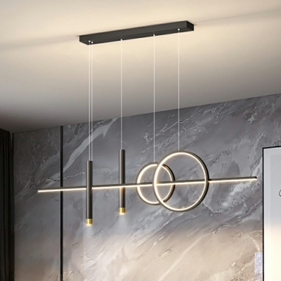 5 Light Pendant Chandelier Modern Style Ring Shape Metal Hanging Lamps