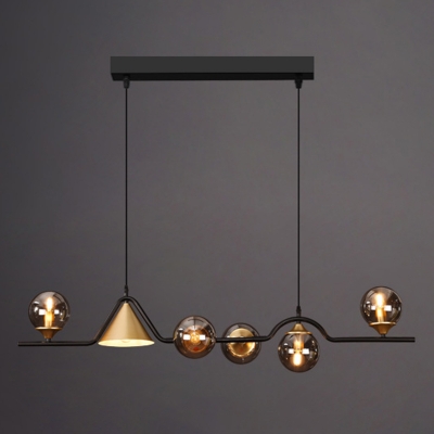 6 Light Pendant Chandelier Modern Style Globe Shape Metal Hanging Lamp Kit