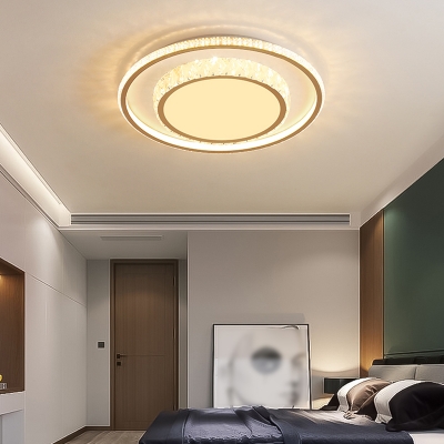 Geometrical Bedroom Flush Mount Light Crystal Simple Style Ceiling Lamp