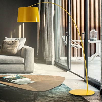 1 Light Floor Lamp Contemporary Style Geometric Shape Metal Standing Lights