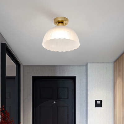 1 Light Flush Light Fixtures Contemporary Style Bowl Shape Metal Ceiling Mounted Lights