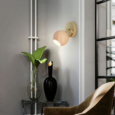 1 Light Sconce Light Fixture Minimalist Style Globe Shape Metal Wall Mounted Lamps