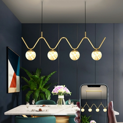 4 Light Pendant Chandelier Loft Style Globe Shape Metal Hanging Lights