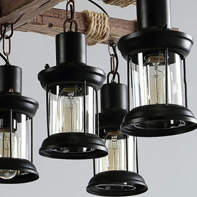 8 Light Hanging Chandelier Industrial Style Cage Shape Metal Pendant Light Fixtures