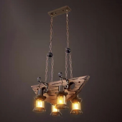 American Retro Island Light Industrial Sailboat Wood Hanging Chain Island Light
