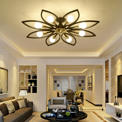 Creative Flush Ceiling Light Postmodern Flower Shade Living Room Flush Lamp