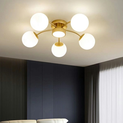 Creative Flush Ceiling Light Postmodern Glass Shade Living Room Flush Lamp
