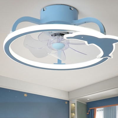 Flush Mount Fan Lamps Kid's Room Style Acrylic Led Flush Mount for Living