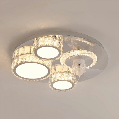Led Flush Mount Modern Style Flush Mount Ceiling Fan Light for Crystal Living Room