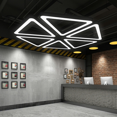 LED Triangle Pendant Lights Modern Creative Gym Net Cafe Office Hanging Lighting