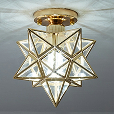 1 Light Flush Light Fixtures Vintage Style Star Shape Metal Ceiling Mounted Lights