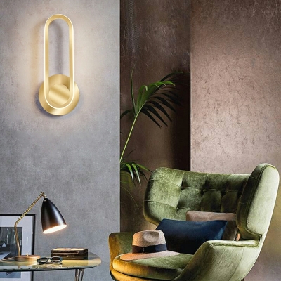 1 Light Wall Lighting Minimalism Style Oval Shape Metal Sconce Light Fixtures
