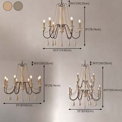 12 Light Pendant Chandelier Traditional Style Candle Shape Metal Hanging Light Kit