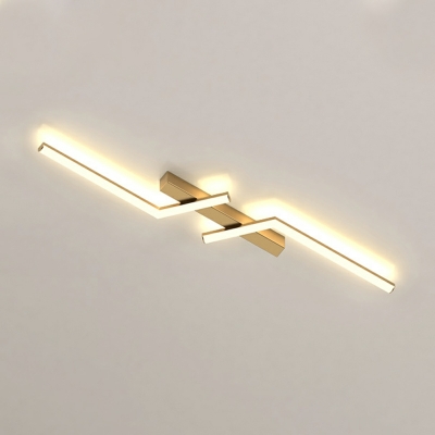 2 Light Flush Light Fixtures Minimalist Style Linear Shape Metal Ceiling Mounted Lights