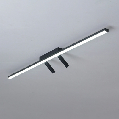 3 Light Ceiling Mounted Fixture Minimalist Style Linear Shape Metal Flushmount Lighting