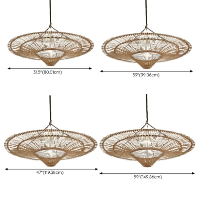 Dining Room Rattan Chandelier Simple Modern Bamboo Balcony Creative Hanging Lamps