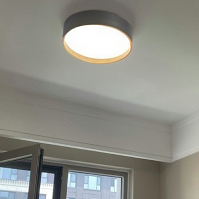 Japanese Creative Wood Grain Ceiling Lamp Modern Acrylic Round Flushmount Ceiling Light