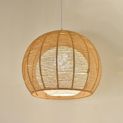 Modern Lantern Hanging Light Bamboo 1 Light Dining Room Pendant Lamp