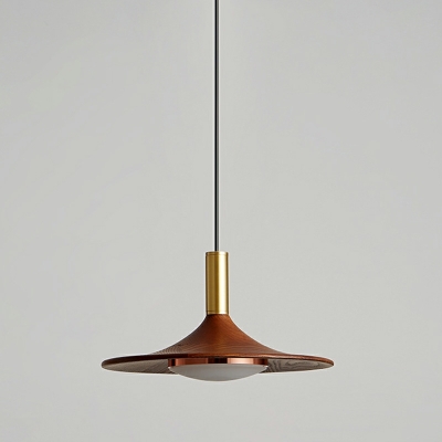 Saucer Pendant Light Modern Style Walnut Hanging Lamps for Living Room