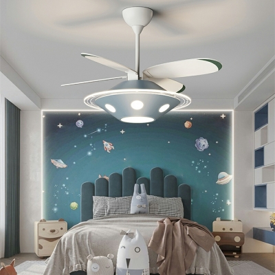 Semi Flush Fan Light Children's Room Style Acrylic Semi-Flush Mount for Living Room