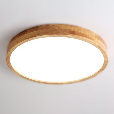 1 Light Flush Light Fixtures Minimalistic Style Geometric Shape Wood Ceiling Mounted Lights